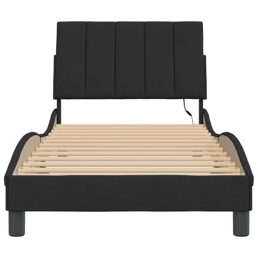 sengeramme med LED uden madras Hanko 90x190 cm velour sort