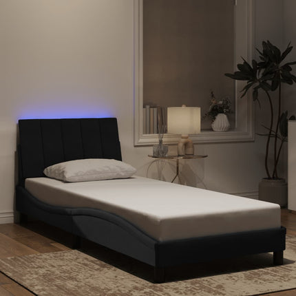 sengeramme med LED uden madras Hanko 90x190 cm velour sort