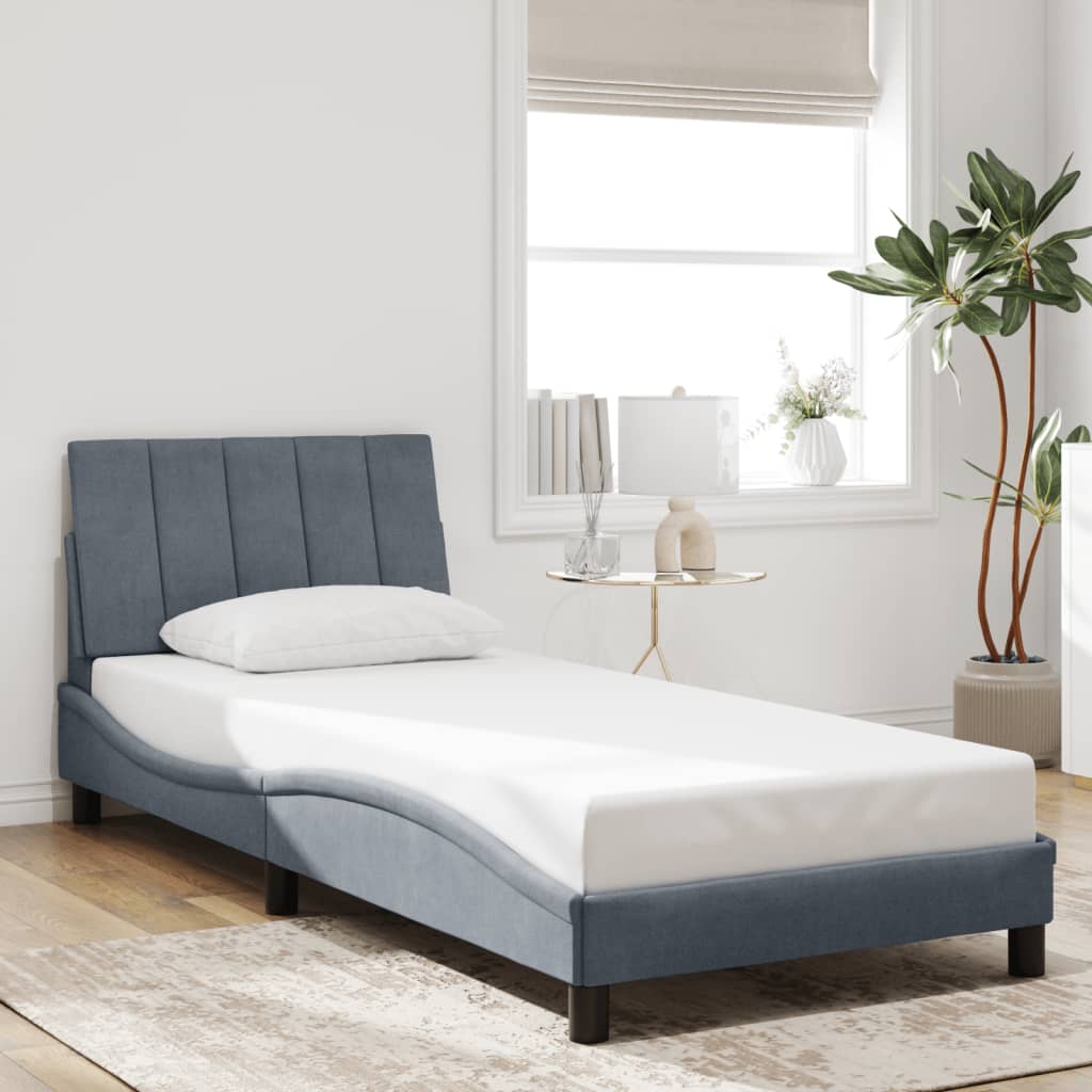sengeramme med LED uden madras Hanko 90x200 cm velour mørkegrå