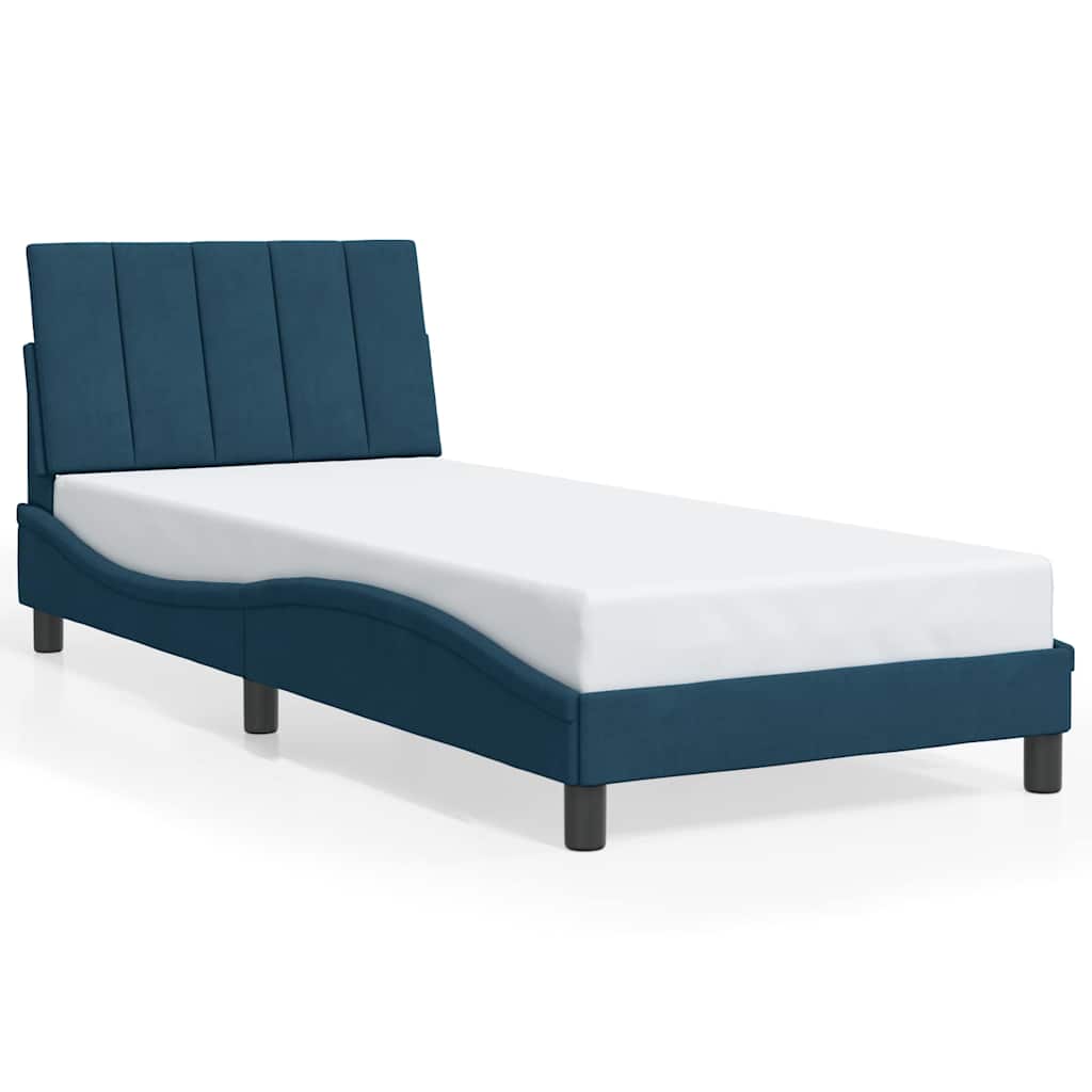sengeramme med LED uden madras Hanko 90x200 cm velour blå