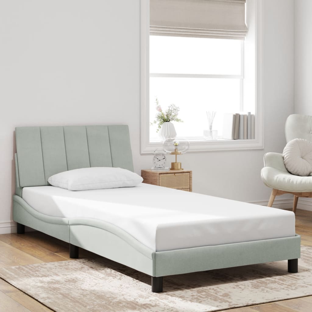 sengeramme med LED uden madras Hanko 100x200 cm velour lysegrå