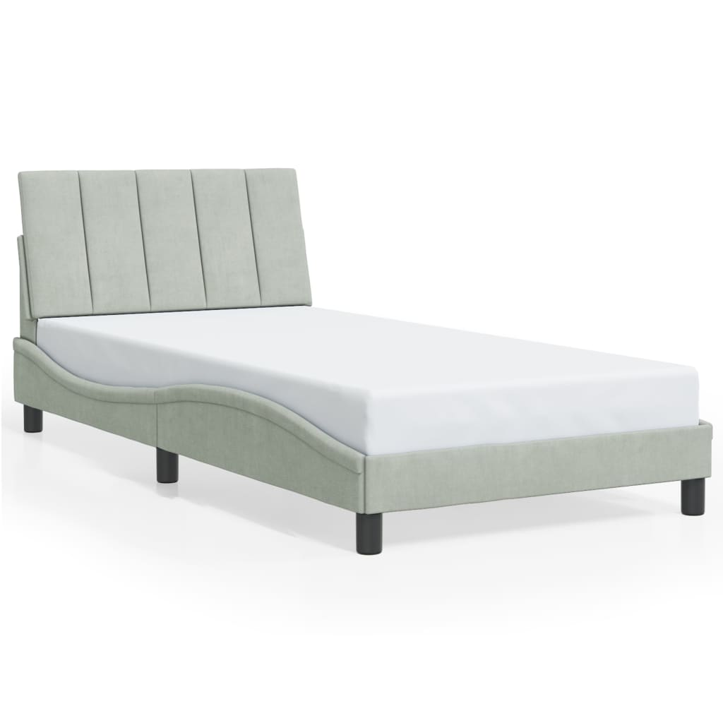 sengeramme med LED uden madras Hanko 100x200 cm velour lysegrå