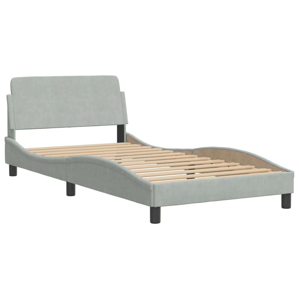 sengeramme med LED uden madras Hanko 100x200 cm velour lysegrå