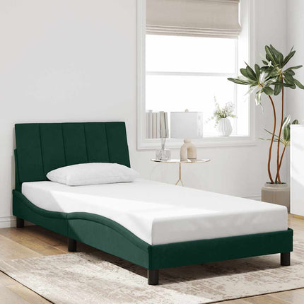 sengeramme med LED uden madras Hanko 100x200 cm velour mørkegrøn