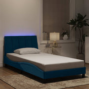 sengeramme med LED uden madras Hanko 100x200 cm velour blå