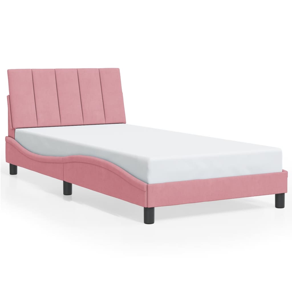 sengeramme med LED uden madras Hanko 100x200 cm velour pink