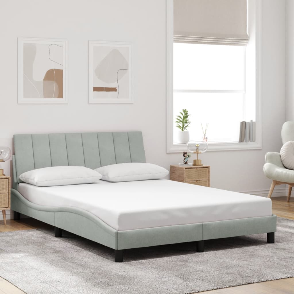 sengeramme med LED uden madras Hanko 120x200 cm velour lysegrå