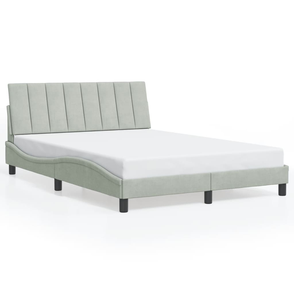 sengeramme med LED uden madras Hanko 120x200 cm velour lysegrå