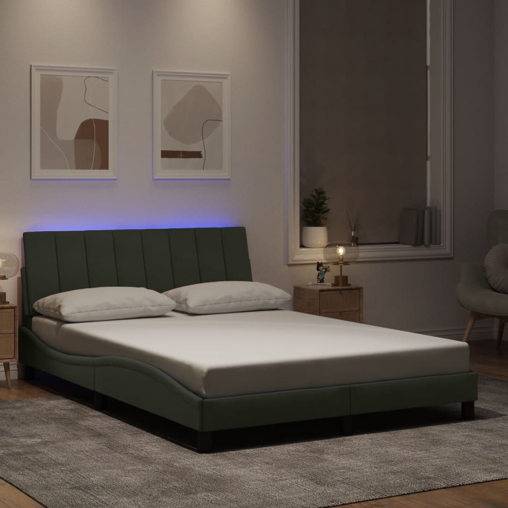sengeramme med LED uden madras Hanko 120x200 cm velour lysegrå