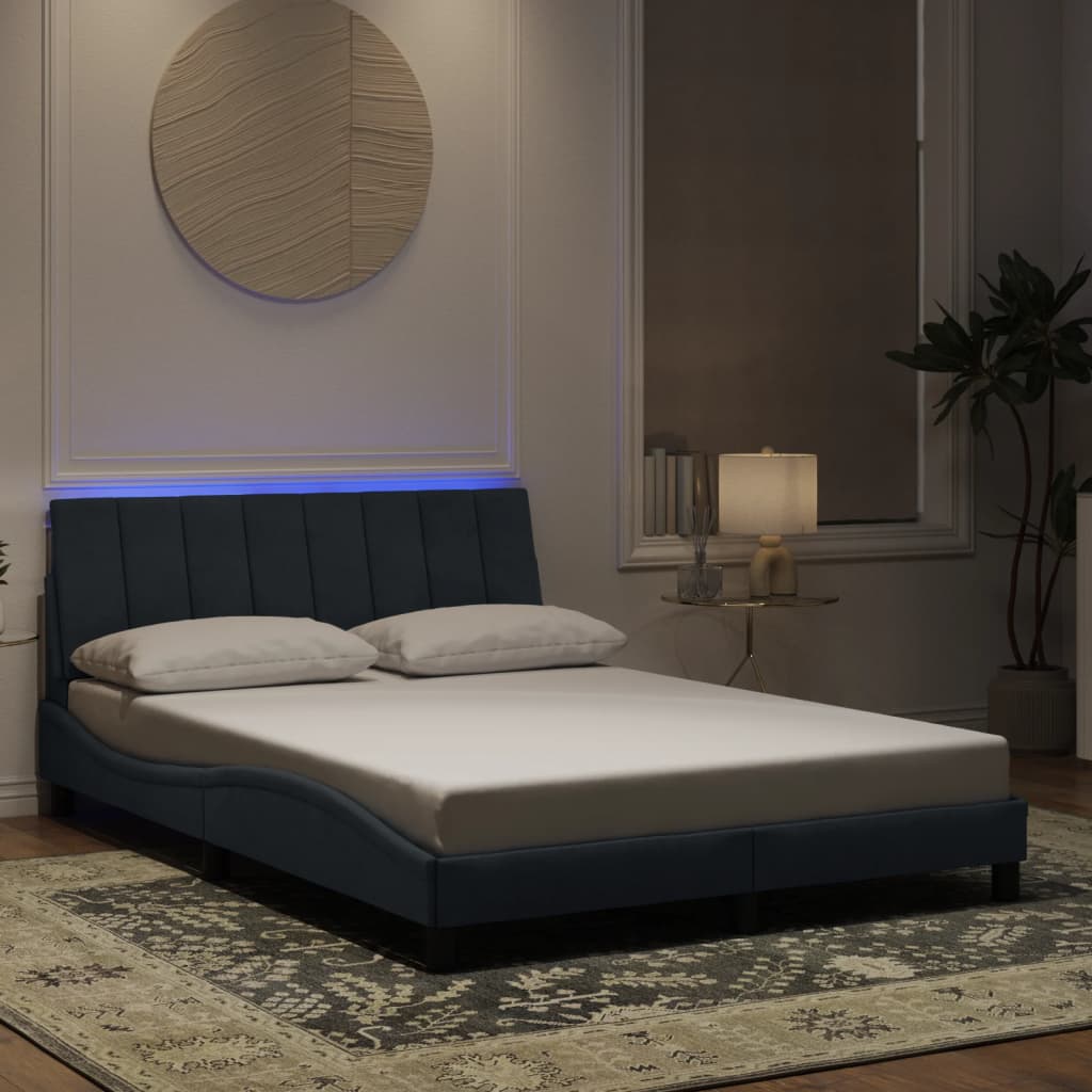 sengeramme med LED uden madras Hanko 120x200 cm velour mørkegrå