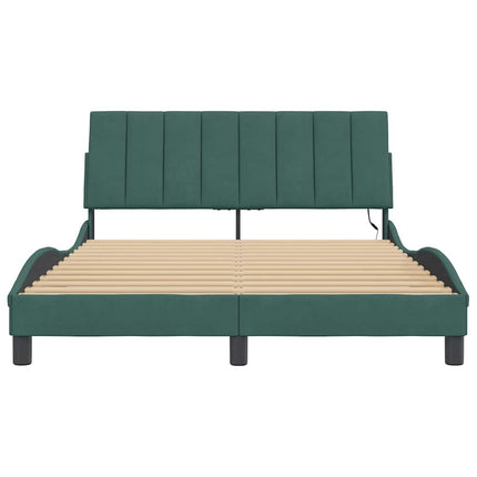 sengeramme med LED uden madras Hanko 120x200 cm velour mørkegrøn
