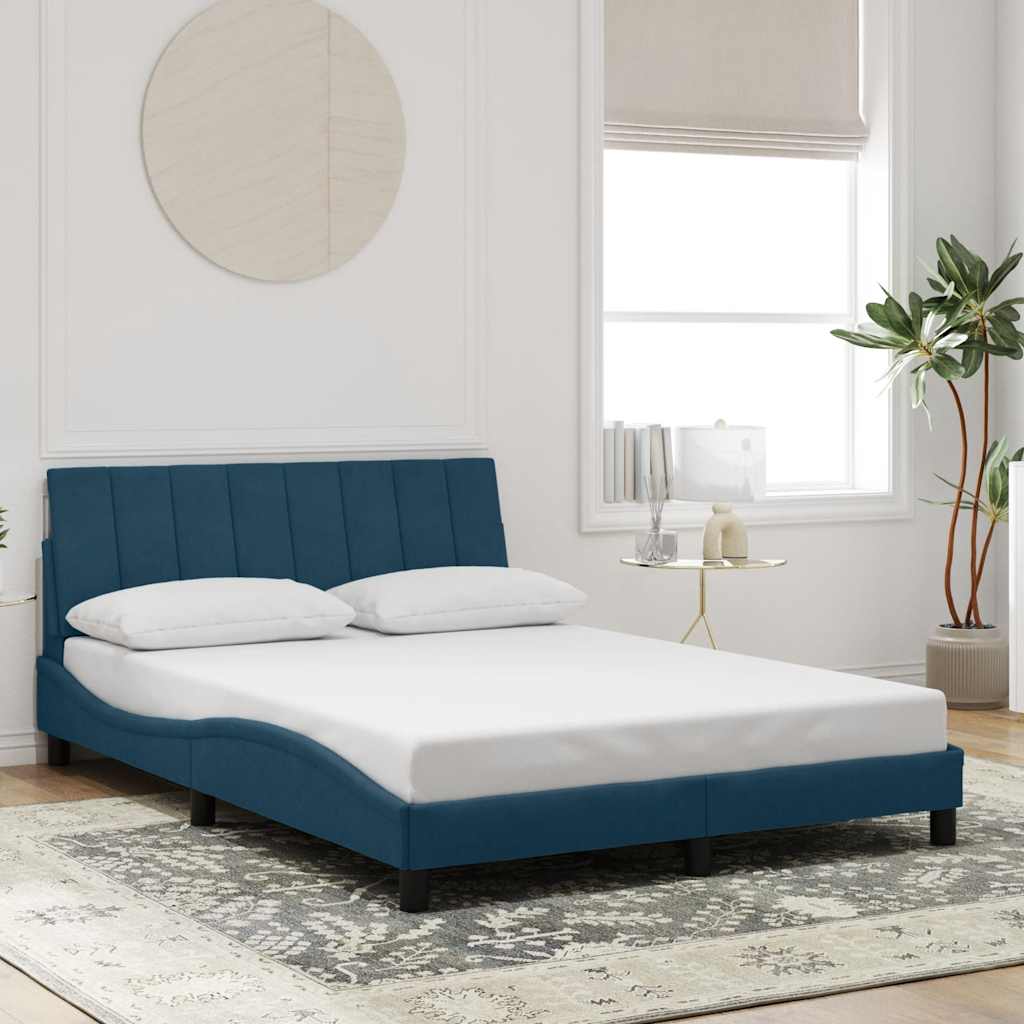 sengeramme med LED uden madras Hanko 120x200 cm velour blå