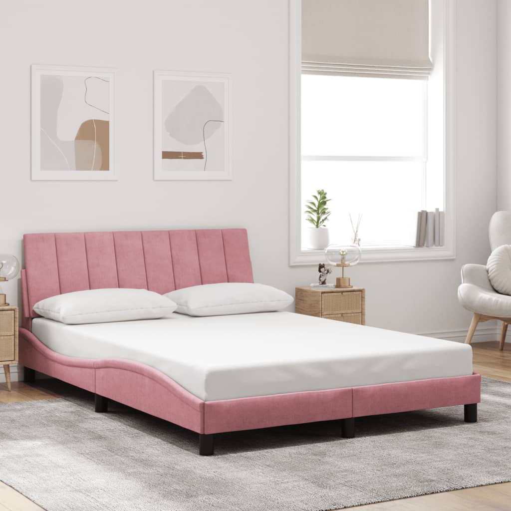 sengeramme med LED uden madras Hanko 120x200 cm velour pink