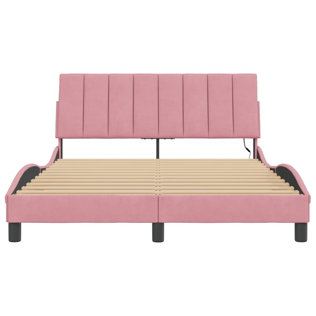 sengeramme med LED uden madras Hanko 120x200 cm velour pink