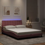 sengeramme med LED uden madras Hanko 120x200 cm velour pink