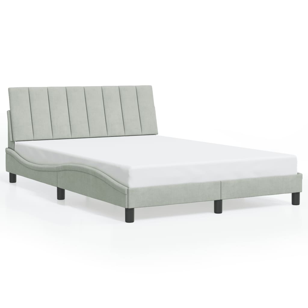 sengeramme med LED uden madras Hanko 140x190 cm velour lysegrå