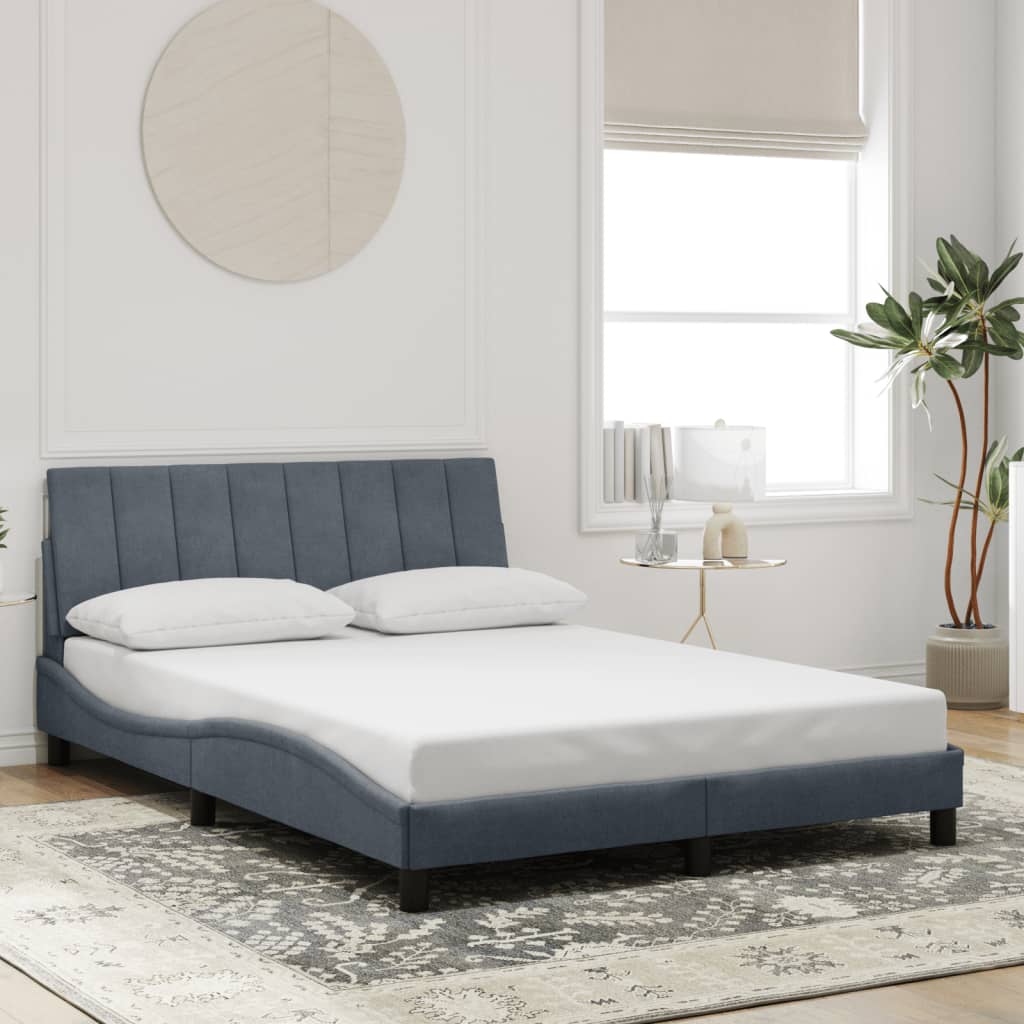 sengeramme med LED uden madras Hanko 140x190 cm velour mørkegrå