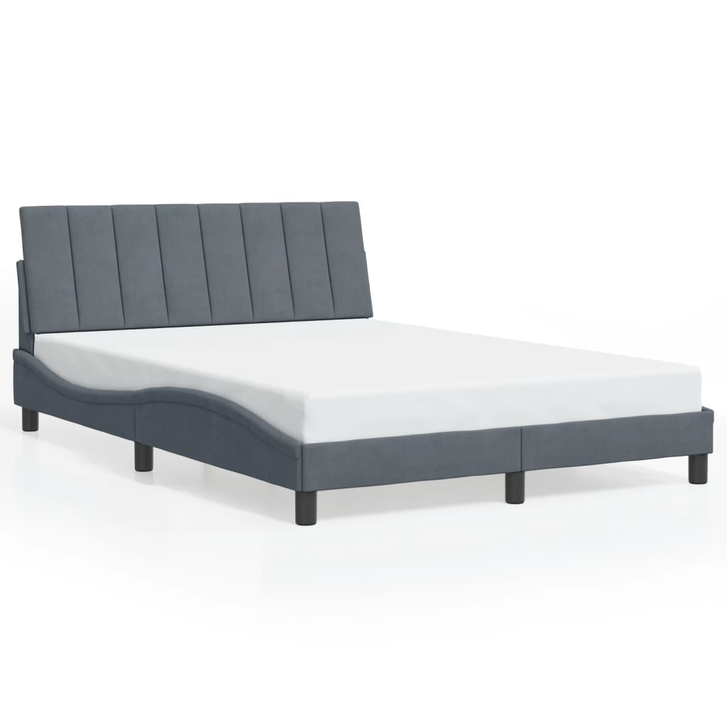 sengeramme med LED uden madras Hanko 140x190 cm velour mørkegrå
