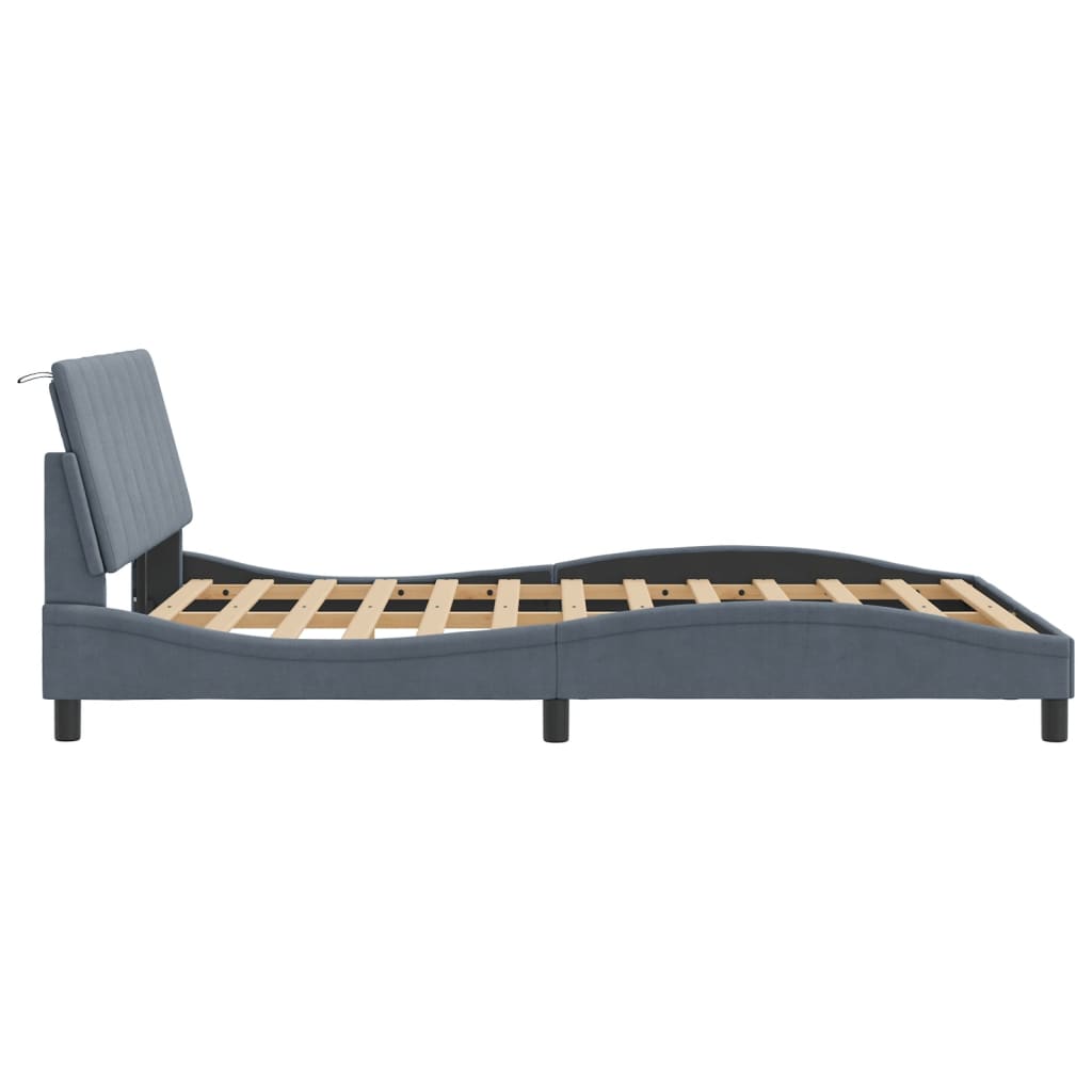 sengeramme med LED uden madras Hanko 140x190 cm velour mørkegrå