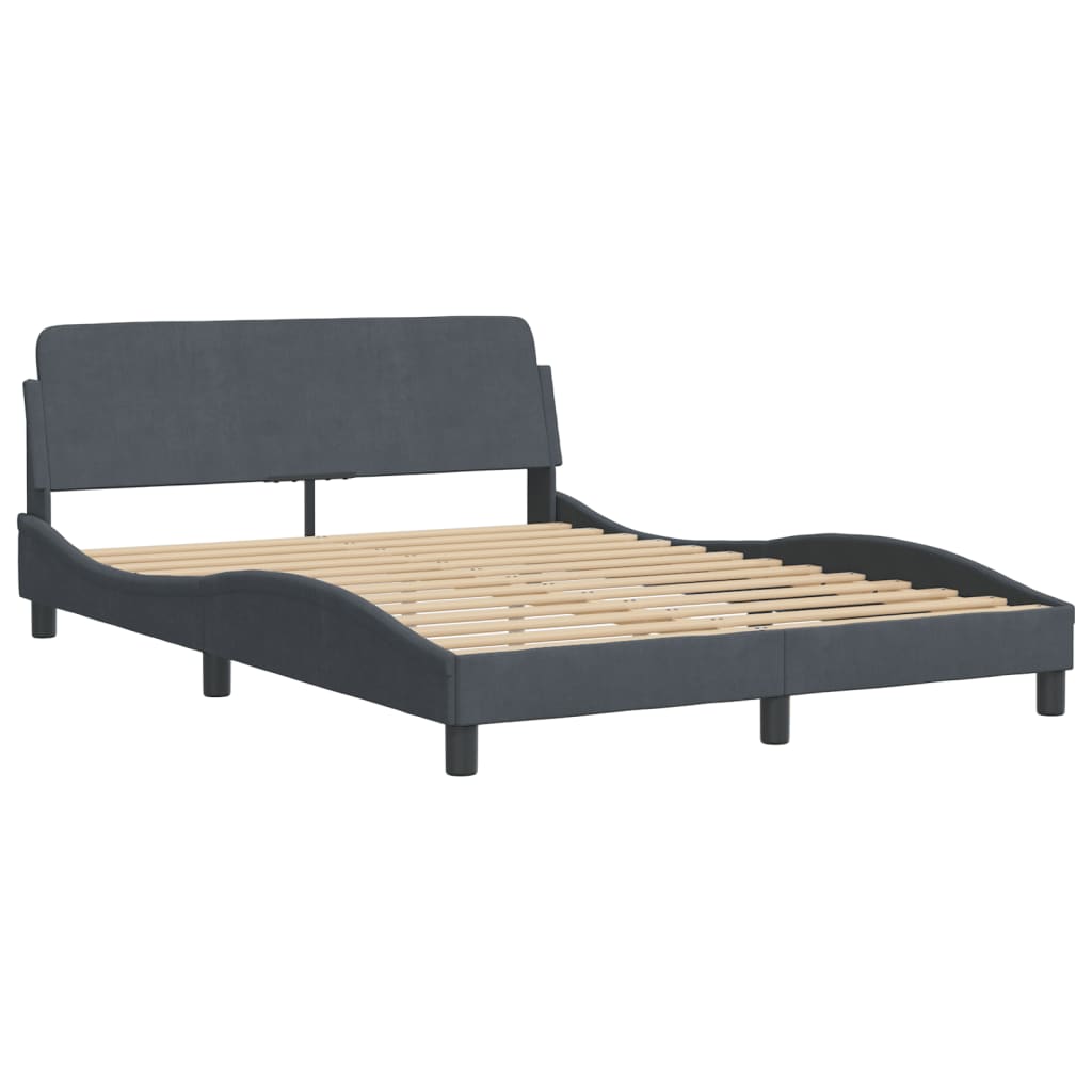 sengeramme med LED uden madras Hanko 140x190 cm velour mørkegrå