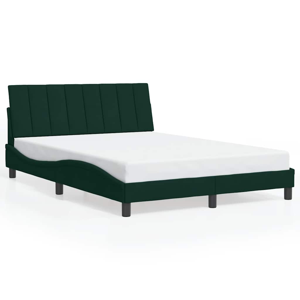 sengeramme med LED uden madras Hanko 140x190 cm velour mørkegrøn