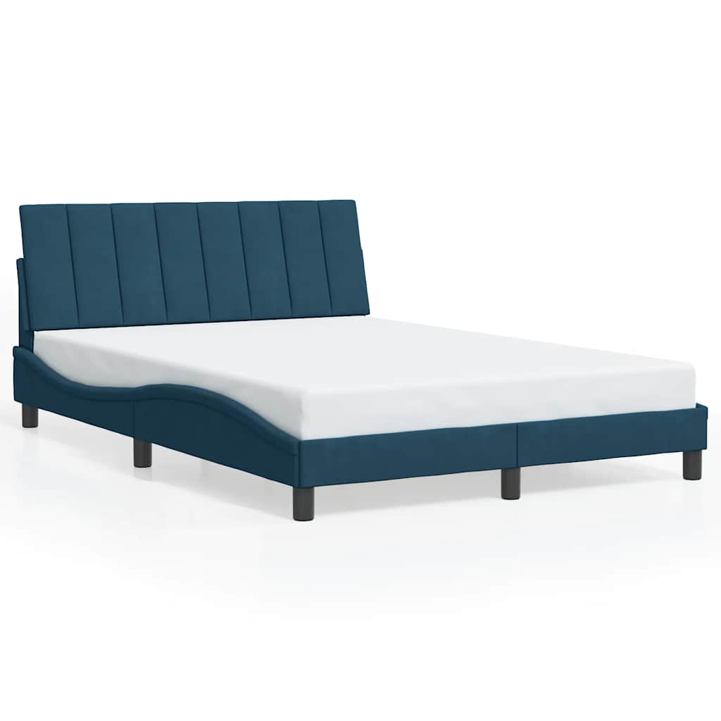 sengeramme med LED uden madras Hanko 140x190 cm velour blå