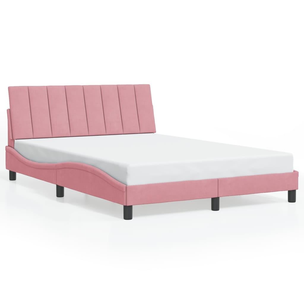 sengeramme med LED uden madras Hanko 140x190 cm velour pink