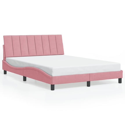 sengeramme med LED uden madras Hanko 140x190 cm velour pink