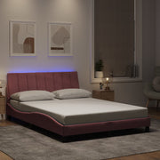 sengeramme med LED uden madras Hanko 140x190 cm velour pink