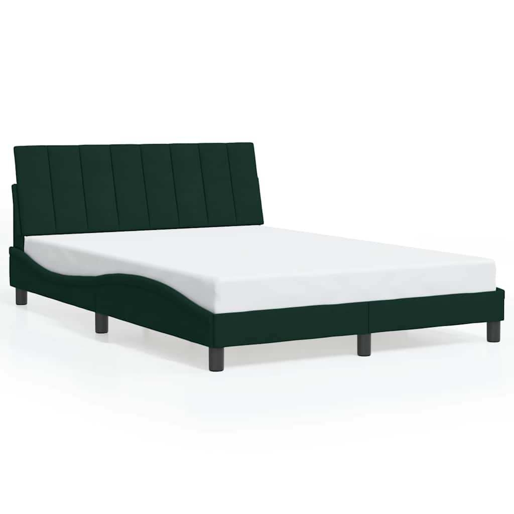 sengeramme med LED uden madras Hanko 140x200 cm velour mørkegrøn
