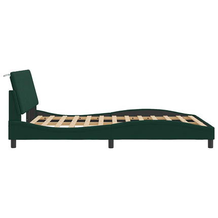 sengeramme med LED uden madras Hanko 140x200 cm velour mørkegrøn