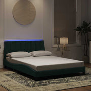 sengeramme med LED uden madras Hanko 140x200 cm velour mørkegrøn