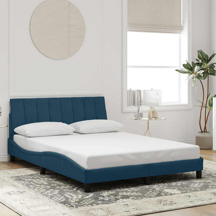 sengeramme med LED uden madras Hanko 140x200 cm velour blå