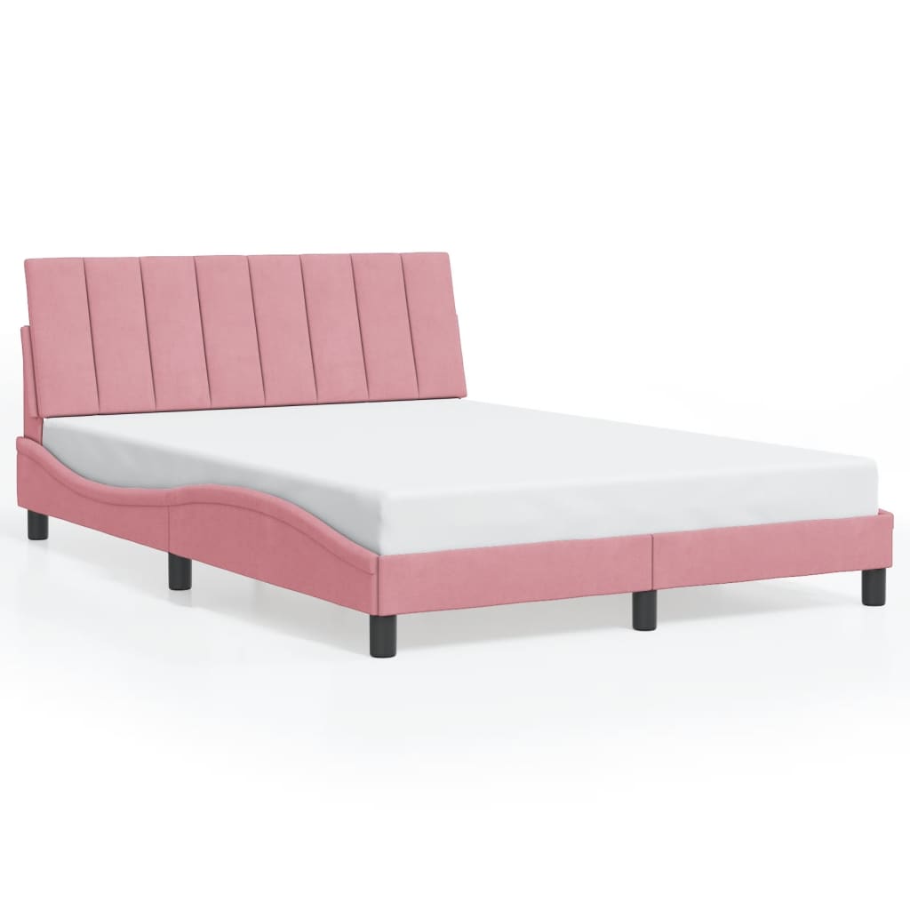 sengeramme med LED uden madras Hanko 140x200 cm velour pink
