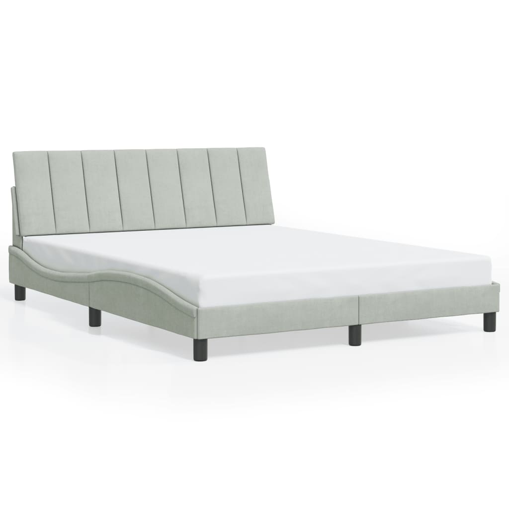 sengeramme med LED uden madras Hanko 160x200 cm velour lysegrå