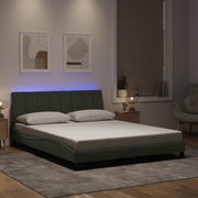 sengeramme med LED uden madras Hanko 160x200 cm velour lysegrå