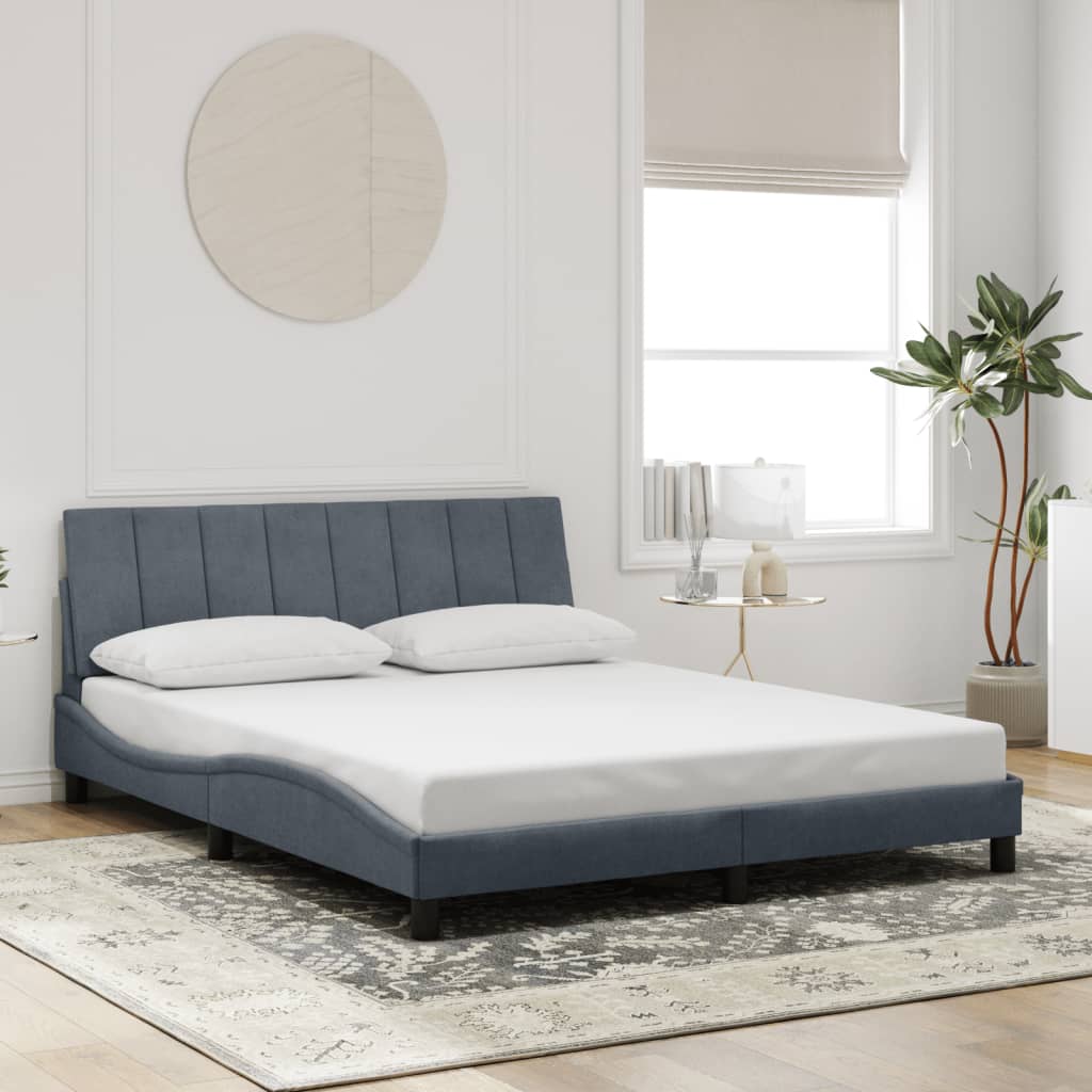 sengeramme med LED uden madras Hanko 160x200 cm velour mørkegrå
