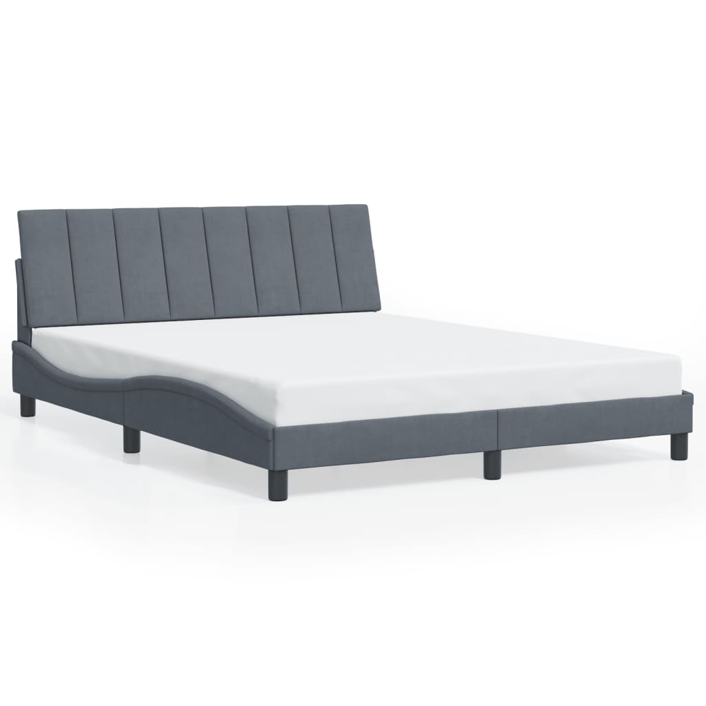 sengeramme med LED uden madras Hanko 160x200 cm velour mørkegrå