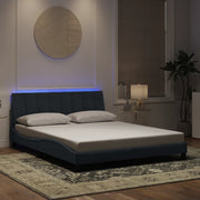 sengeramme med LED uden madras Hanko 160x200 cm velour mørkegrå