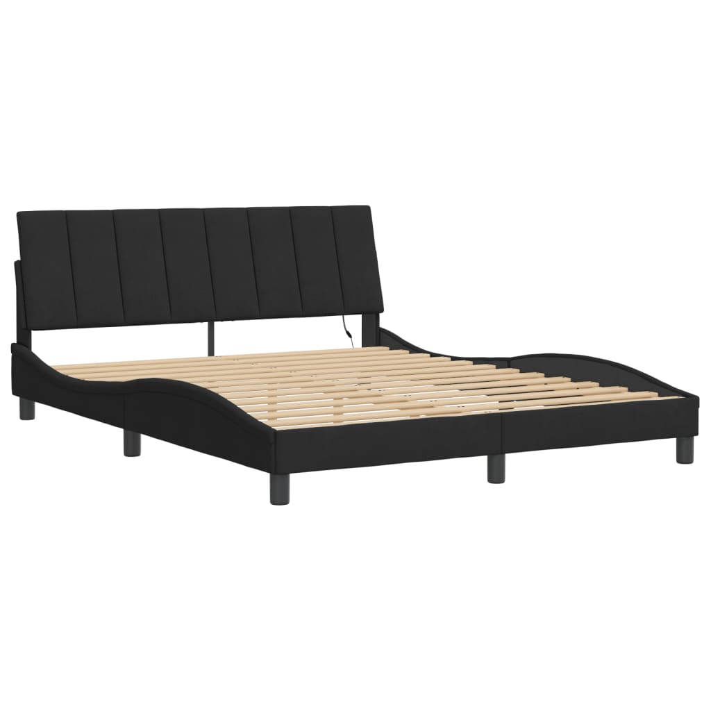 sengeramme med LED uden madras Hanko 160x200 cm velour sort