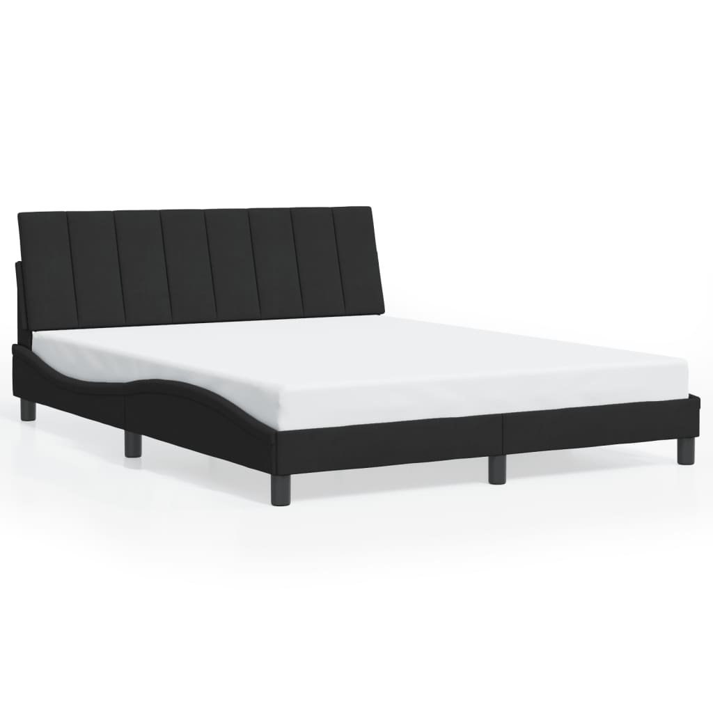 sengeramme med LED uden madras Hanko 160x200 cm velour sort