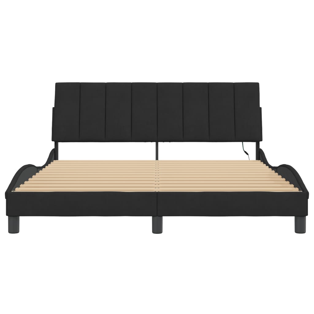 sengeramme med LED uden madras Hanko 160x200 cm velour sort