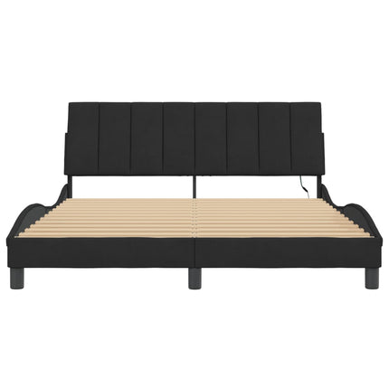 sengeramme med LED uden madras Hanko 160x200 cm velour sort