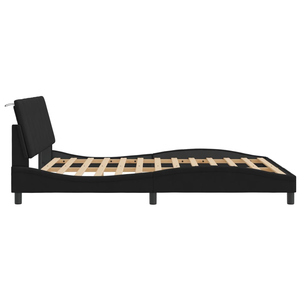 sengeramme med LED uden madras Hanko 160x200 cm velour sort