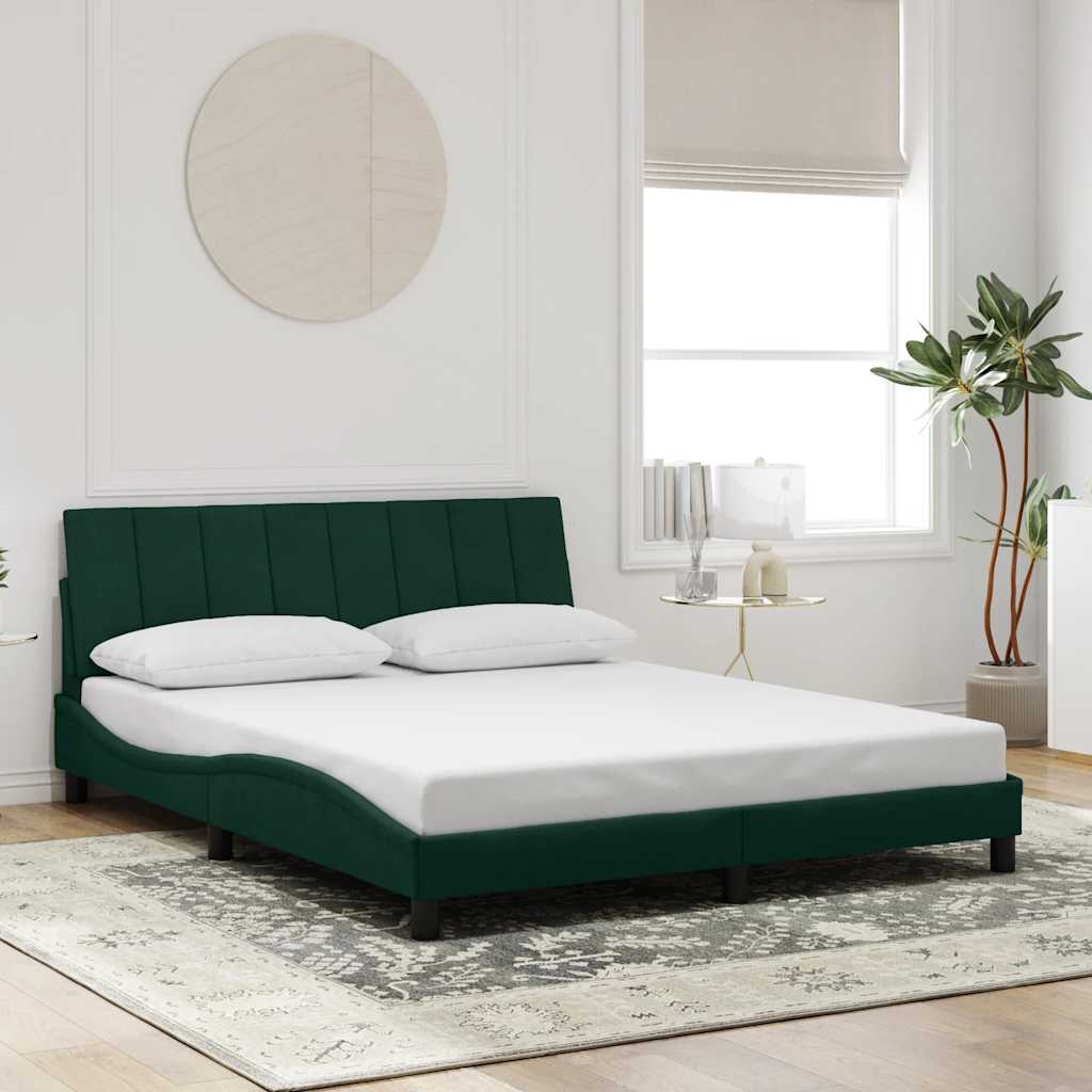 sengeramme med LED uden madras Hanko 160x200 cm velour mørkegrøn