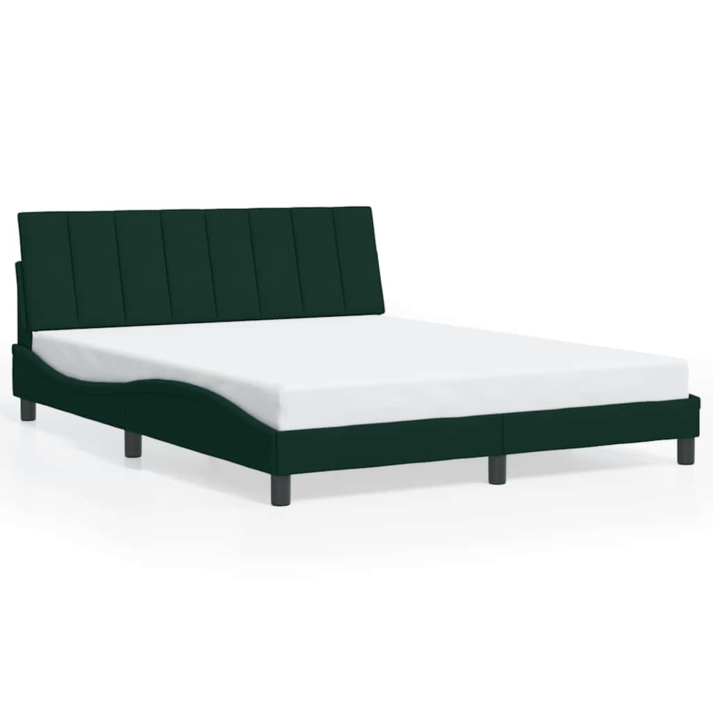 sengeramme med LED uden madras Hanko 160x200 cm velour mørkegrøn