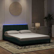 sengeramme med LED uden madras Hanko 160x200 cm velour mørkegrøn