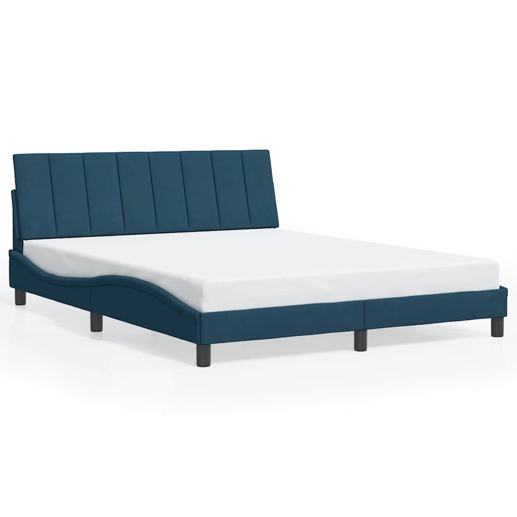sengeramme med LED uden madras Hanko 160x200 cm velour blå