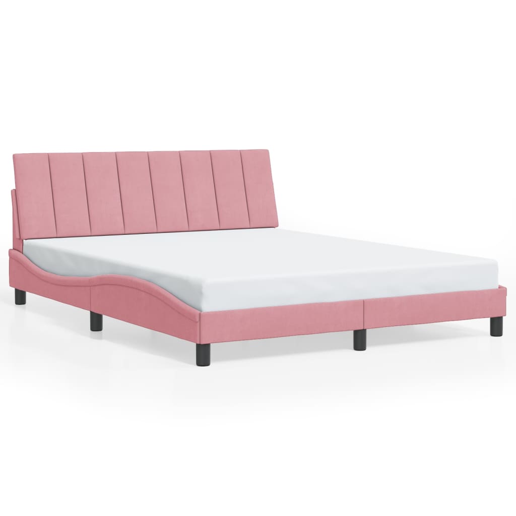 sengeramme med LED uden madras Hanko 160x200 cm velour pink
