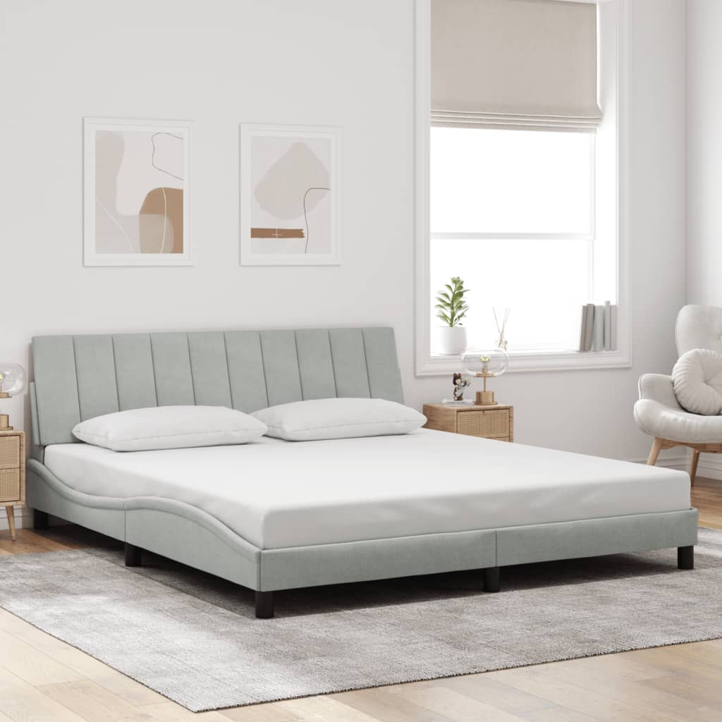 sengeramme med LED uden madras Hanko 180x200 cm velour lysegrå